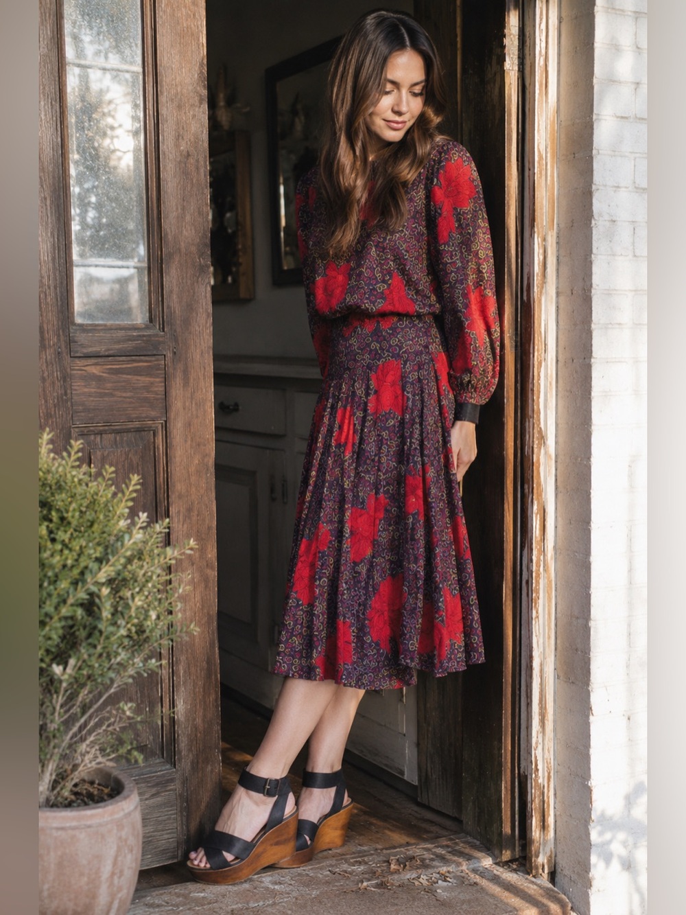 Vintage 1970s/80s Kono New York Floral & Paisley midi dress